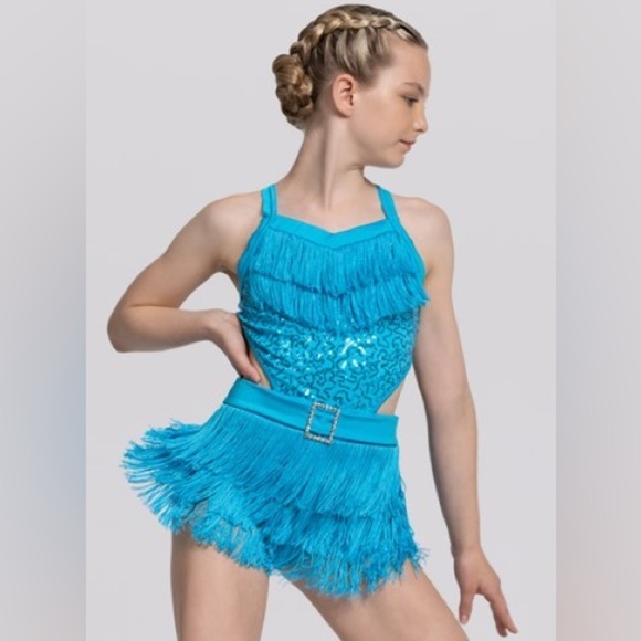Weissman Other - Weissman Rhinestone Belted Fringe Dance Dress